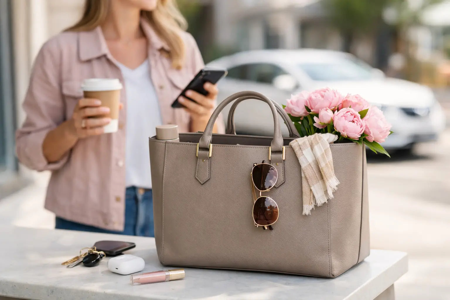 Structured Travel Tote for Everyday Errands